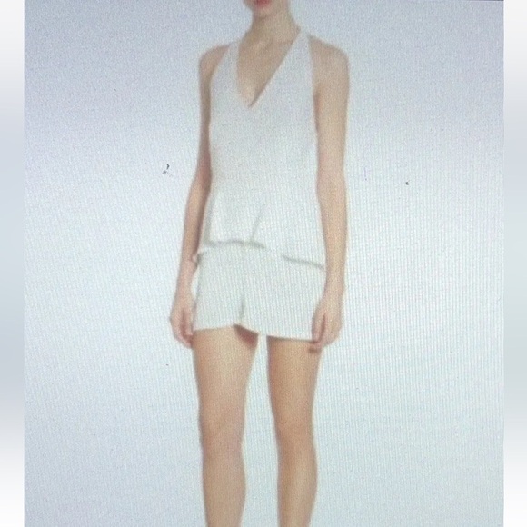 NWT SCRIPTED SAKS FIFTH AVENUE Ivory Romper Peplum Size Large - Picture 2 of 15